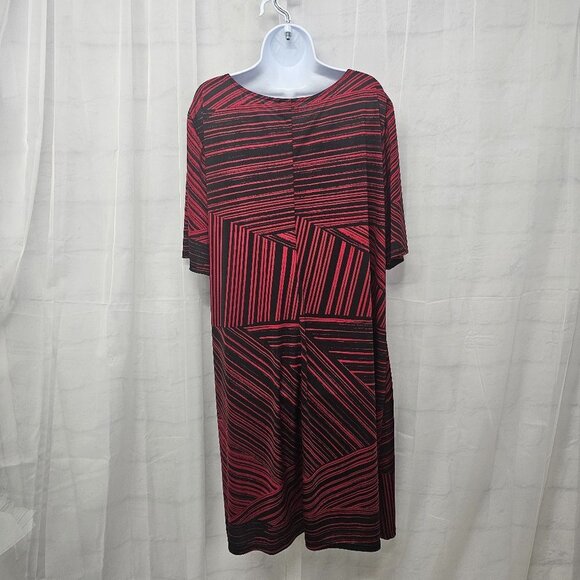 KSL Kari Stevens Red Black Striped Tribal Sift Dress Office 2X - Picture 6 of 11